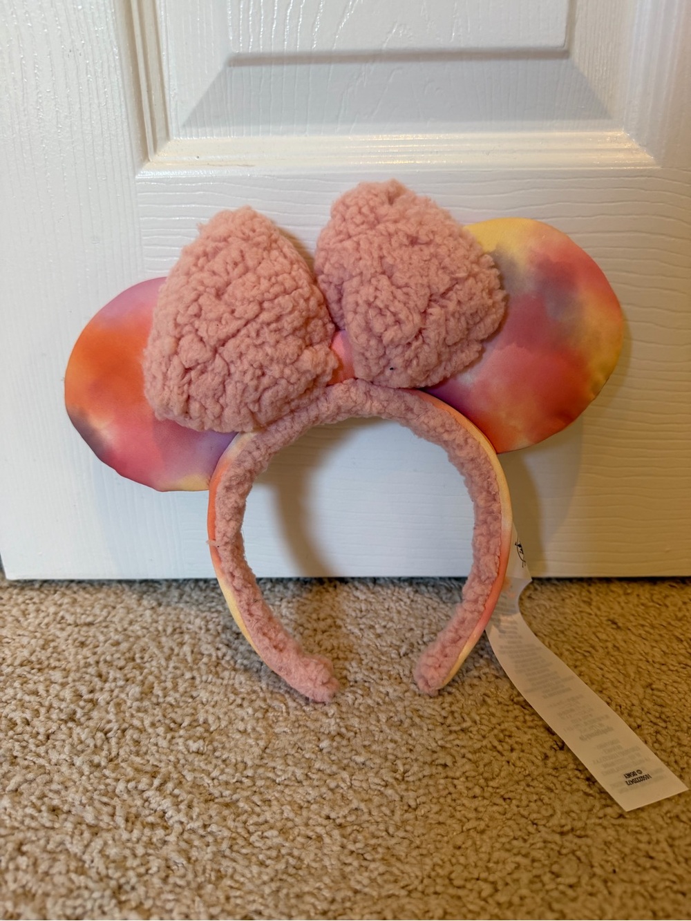 Disney Parks Pastel Tie Dye Sunset Sherpa Fleece Minnie Mouse Ears Headband